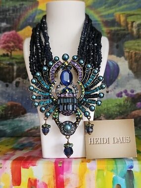 Heidi Daus Multitoned Blue & Teal Crystal Statement Necklace